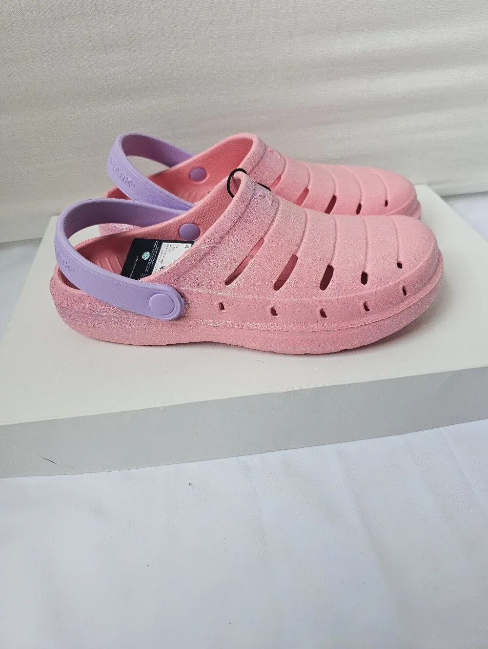 Rugged Shark Glitter Clogs - Big Girls Size 4 (NWT)